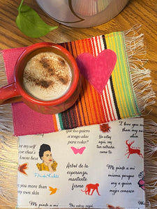 Mug Rug Sarape Reversible Tapetito - Frida Quotes