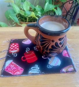 Mug Rug/ Sarape Reversible Tapetito- Coffee Love