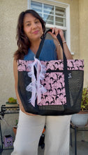 Load image into Gallery viewer, Frida Mesh Tote bag Pink w/ Ribbons