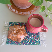 Load image into Gallery viewer, Mug Rug/ Sarape Reversible Tapetito / Green Calaveritas