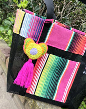 Load image into Gallery viewer, Sarape Mesh Tote Bag Pink w/ Pompón