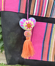 Load image into Gallery viewer, Sarape Mesh Tote Bag/Pink w/pompón