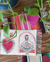 Load image into Gallery viewer, Mug Rug/ Sarape Reversible Tapetito / Pink/ Girl &amp; Heart