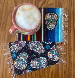 Mug Rug/ Sarape Reversible Tapetito - Calaca/Sugar Skull