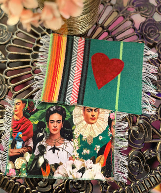 Mug Rug/ Sarape Reversible Tapetito / Green Frida