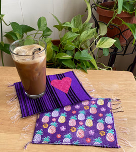 Mug Rug Sarape Reversible Tapetito - Piñas