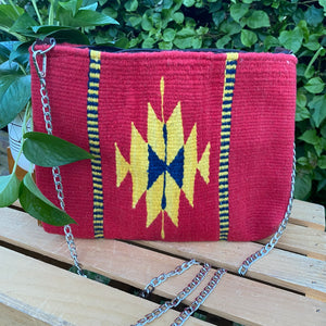Zapotec Wool Crossbody Bag - Red Diamond
