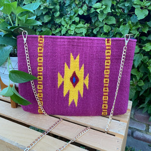 Zapotec Wool Crossbody Bag - Berry Pink Dimond