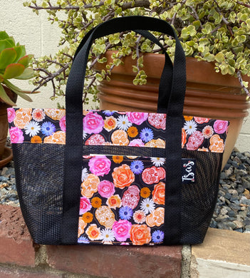 Calaveritas Y Flores Mesh Mini Tote Bag/ Lunch Bag