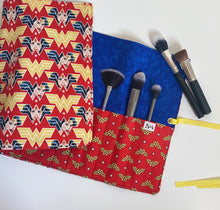 Load image into Gallery viewer, IsasCrafts Wonder Woman Makeup Brush Roll