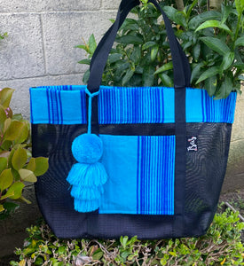Sarape Mesh Tote Teal