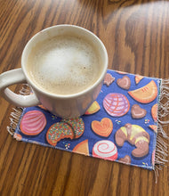 Load image into Gallery viewer, Mug Rug/ Sarape Reversible Tapetito - Blue/ Pan Dulce