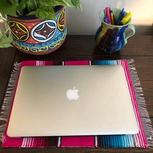 Placemat Sarape Reversible Tapete- Pink/ Mexican Tiles