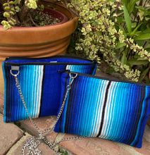 Load image into Gallery viewer, Sarape  Crossbody / Blue, Silver Chain