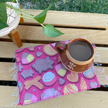 Load image into Gallery viewer, Mug Rug/ Sarape Reversible Tapetito - Pink/ Pan Dulce